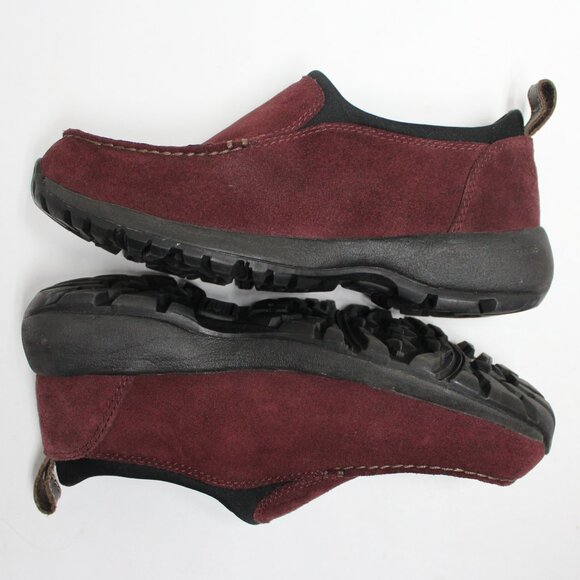 Land’s End 6 1/2B Women's Burgundy and Black Sole Slip On Shoes With Pull On Tab - Picture 6 of 11